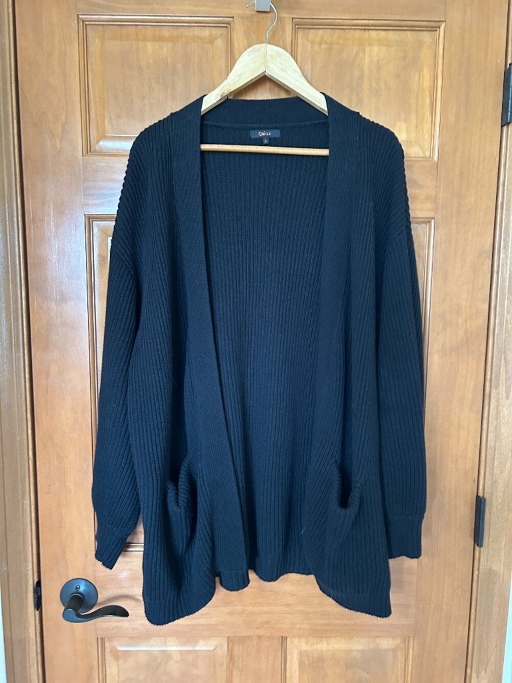 Quince - 100% Cotton - Black Oversized Cardigan - L